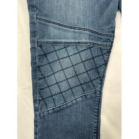 Express Jeans Womens 8R Legging Mid Rise Blue Denim Quilted Biker Style - Picture 9 of 10
